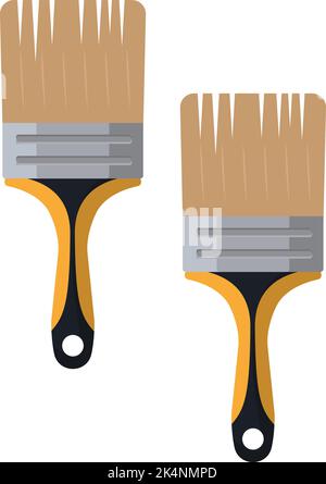 Pinceaux jaunes, illustration, vecteur sur fond blanc. Illustration de Vecteur