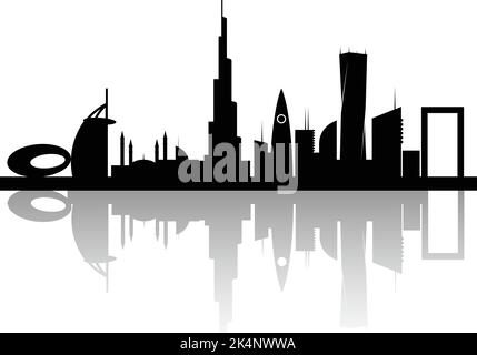 Toile de fond de la silhouette de la ville de Dubaï, illustration vectorielle. Illustration de Vecteur