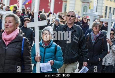 Munich, Bavière, Allemagne. 3rd octobre 2022. L'activiste KARL NOSWITZ lors d'une manifestation contre l'avortement à Munich. (Image de crédit: © Sachelle Babbar/ZUMA Press Wire) Banque D'Images