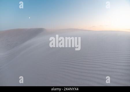 Dunes de sable désertiques au coucher du soleil à Skagen, Danemark Banque D'Images