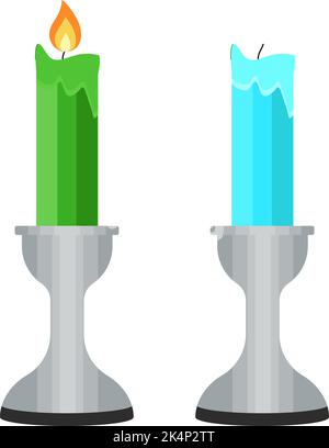 Bougies en argent chandeliers, illustration, vecteur sur fond blanc. Illustration de Vecteur
