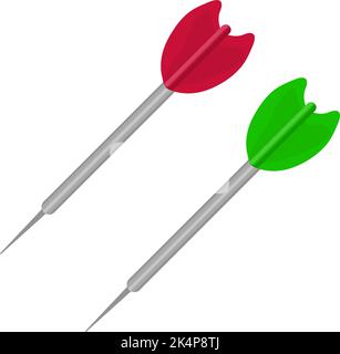 Dart rouge et vert, illustration, vecteur sur fond blanc. Illustration de Vecteur