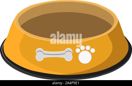 Bol alimentaire jaune pour chiens, illustration, vecteur sur fond blanc. Illustration de Vecteur