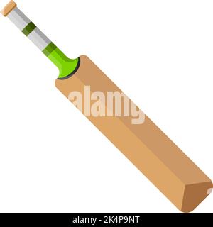 Batte de cricket avec poignée verte, illustration, vecteur sur fond blanc. Illustration de Vecteur