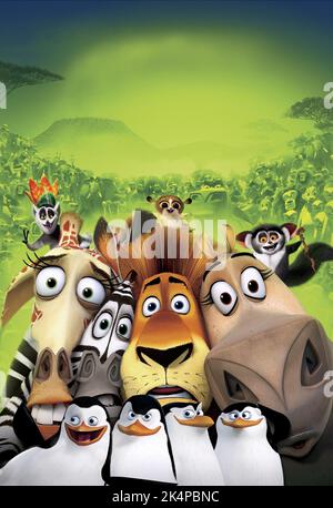 MELMAN, Marty le zèbre, ALEX LE LION, GLORIA L'hippopotame, le Roi Julien, pingouins, Madagascar : Escape 2 Africa, 2008 Banque D'Images