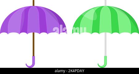 Parapluie violet et vert, illustration, vecteur sur fond blanc. Illustration de Vecteur