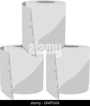 Trois rouleaux de papier toilette, illustration, vecteur sur fond blanc. Illustration de Vecteur
