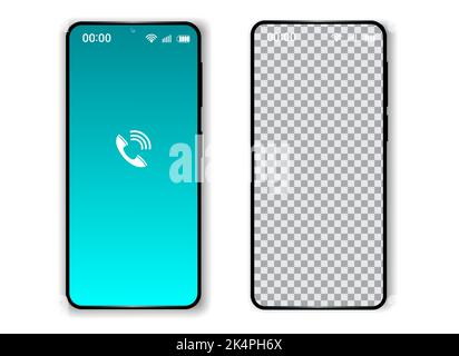 Smartphone avec espace de copie. Symbole d'appel sur l'écran du téléphone portable. 3d réaliste. Isolé sur fond blanc. Vecteur. Illustration de Vecteur