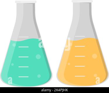 Flacons de chimie coniques, illustration, vecteur sur fond blanc. Illustration de Vecteur