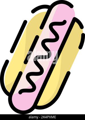 Chien chaud de boulangerie, illustration, vecteur sur fond blanc. Illustration de Vecteur