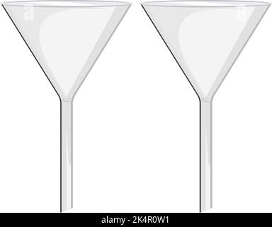 Deux entonnoirs en verre, illustration, vecteur sur fond blanc. Illustration de Vecteur