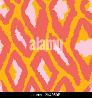 Motif sans couture dessiné à la main avec formes abstraites géométriques dans des couleurs rouge orange jaune. Fond moderne du milieu du siècle pour l'impression de tissu papier peint papier d'emballage. Design fluide moderne et tendance Banque D'Images