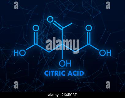 Acide citrique concept de formule chimique étiquette d'icône, texte police vecteur illustration Illustration de Vecteur