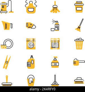 Appareils de nettoyage, illustration, vecteur sur fond blanc. Illustration de Vecteur