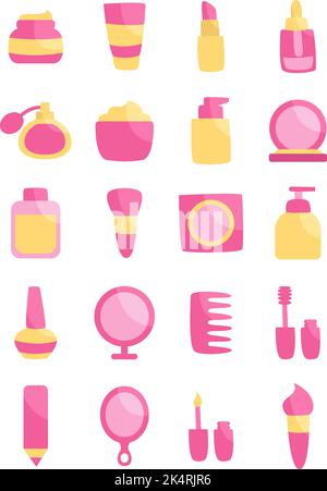 Produits cosmétiques roses, illustration, vecteur sur fond blanc. Illustration de Vecteur