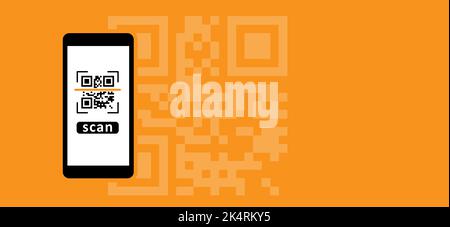 Scan Me, icône de lecture de code QR. Téléphone mobile paiement par code qr, porte-monnaie électronique, sans espèces, concept d'information ou scanner produits d'identité d'information étiquetés. Plat Banque D'Images