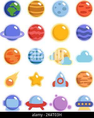 Planètes dans l'espace, illustration, vecteur sur fond blanc. Illustration de Vecteur