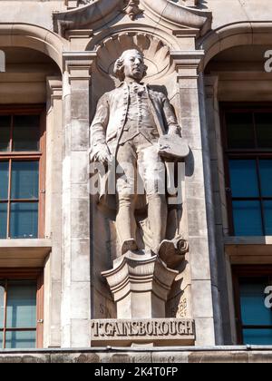 Statue de sculpture Thomas Gainsborough à l'extérieur du Musée d'Histoire naturelle de Londres, Angleterre, qui était un portrait et une peinture de paysage de premier plan Banque D'Images