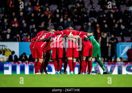 Farum, Danemark. 03rd octobre 2022. Les joueurs du FC Nordsjaelland s'unissent en cercle lors du match Superliga de 3F entre le FC Nordsjaelland et le Randers FC à droite de Dream Park à Farum. (Crédit photo : Gonzales photo/Alamy Live News Banque D'Images