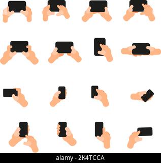 Mains avec le pack d'icônes de l'appareil, illustration, vecteur sur fond blanc. Illustration de Vecteur