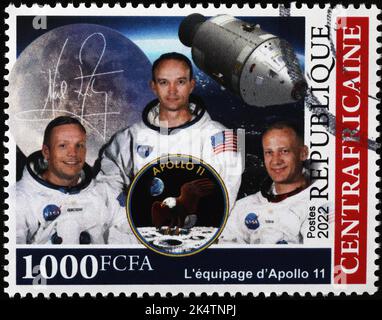 Équipe d'Apollo 11 sur timbre-poste Banque D'Images