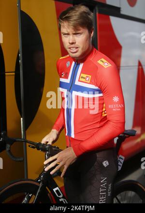 Ramus Tiller de l'équipe cycliste pro de l'UNO-X pendant la Binche - Chimay - Bindiche 2022, Memorial Frank Vandenbrouck course cycliste sur 4 octobre 2022 à Bindiche, Belgique - photo Laurent Lairys / DPPI Banque D'Images