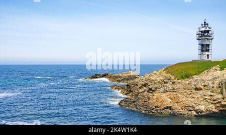 Phare d'Illa Pancha à Ribadeo, Lugo, Galice, Espagne, Europe Banque D'Images