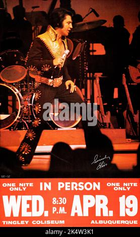 Elvis Presley 1972 Albuquerque, NOUVEAU-MEXIQUE Grande affiche de concert en papier. Banque D'Images