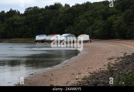 Village de pêcheurs le long de la côte de la Nouvelle-Écosse, Canada Banque D'Images