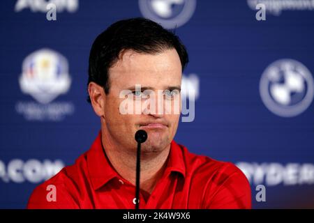 USA Ryder Cup capitaine Zach Johnson lors d'une conférence de presse à l'Hôtel Cavalieri, Rome. La Ryder Cup 2023 aura lieu au Marco Simone Golf and Country Club, vendredi 29 septembre 2023 – dimanche 1 octobre 2023. Date de la photo: Mardi 4 octobre 2022. Banque D'Images