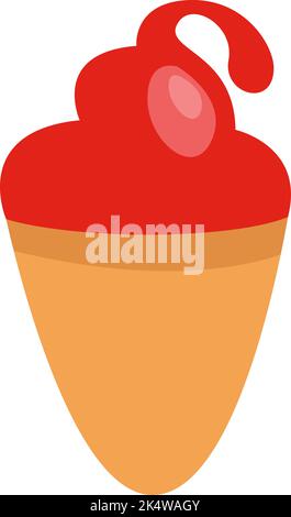 Boules rouges de crème glacée en cône, illustration, vecteur sur fond blanc. Illustration de Vecteur
