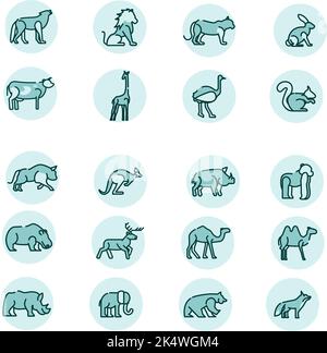 Animaux sauvages, illustration, vecteur sur fond blanc. Illustration de Vecteur