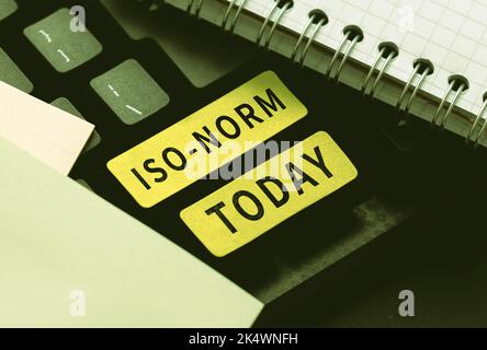 Affichage conceptuel norme ISO. Mot pour une norme acceptée ou une façon de faire les choses les plus de montrer d'accord Banque D'Images