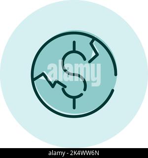 L'argent financier a cassé, illustration, vecteur sur fond blanc. Illustration de Vecteur