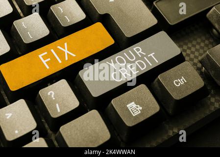 Texte manuscrite fixez votre crédit. Idée d'affaires améliorer ou augmenter votre cote ou score pour obtenir un prêt d'argent ou une hypothèque Banque D'Images