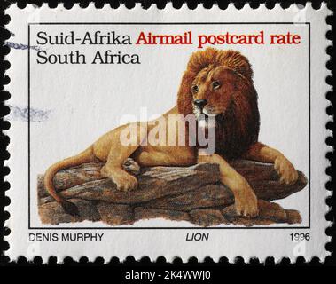 Lion sur timbre-poste sud-africain Banque D'Images