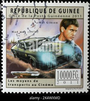 Mel Gibson dans Mad Max sur timbre-poste Banque D'Images