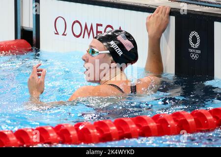 1st AOÛT 2021 - TOKYO, JAPON : l'abbaye WEITZEIL des États-Unis réagit à la finale 8th Freestyle 50m des femmes nageurs aux Jeux Olympiques de Tokyo en 2020 (photo : Mickael Chavet/RX) Banque D'Images