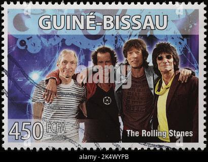 Portrait des Rolling Stones sur timbre-poste de la Guinée-Bissau Banque D'Images