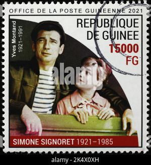 Simone Signoret et Yves Montand sur timbre-poste Banque D'Images