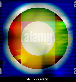 Arrière-plan abstrait avec disque coloré lumineux sur un bleu. Graphiques raster Banque D'Images