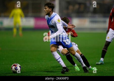 Barrow-in-Furness, Royaume-Uni. 4th octobre 2022. Jordan Stevens de Barrow en action pendant le match de Trophée de l'EFL entre Barrow et Manchester United à Holker Street, Barrow-in-Furness, le mardi 4th octobre 2022. (Crédit : will Matthews | MI News) crédit : MI News & Sport /Alay Live News Banque D'Images