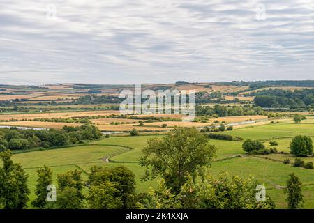 Vue sur la plaine d'inondation de Rivre Arun / Arun avec les South Downs en arrière-plan - Arundel, West Sussex, sud de l'Angleterre, Royaume-Uni. Banque D'Images