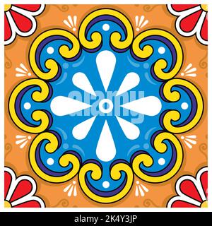 Motif vectoriel sans coutures style talavera mexicain avec motif simple carreaux Illustration de Vecteur