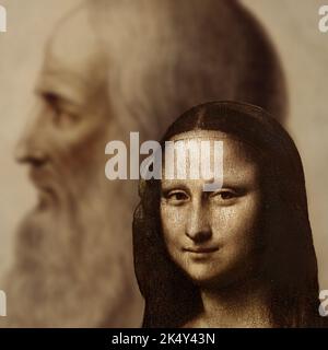 Mona Lisa (la Gioconda) par l'artiste italien Leonardo da Vinci au Musée du Louvre (2) Banque D'Images