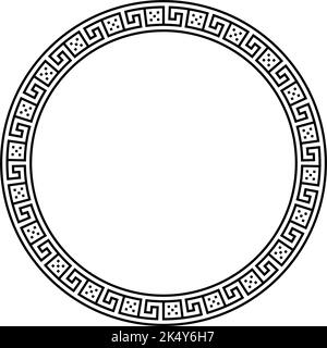 Cadre cercle ornement grec. Motif rond plus serpenteur. Ancienne frontière de fret grec. Motif meandros géométrique. Vecteur Illustration de Vecteur