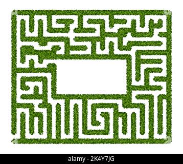 Labyrinthe de haies vert avec espace vide au centre sur fond blanc Illustration de Vecteur