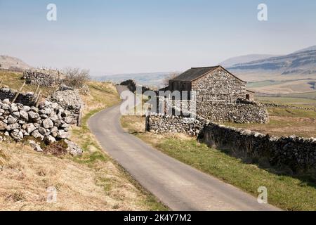 Oddie's Lane traverse la vallée de la rivière Doe dans le Yorkshire Dales, UK Banque D'Images