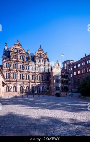 Cour, Château de Heidelberg (en allemand : Heidelberger Schloss), Bade-Wurtemberg, Allemagne Banque D'Images