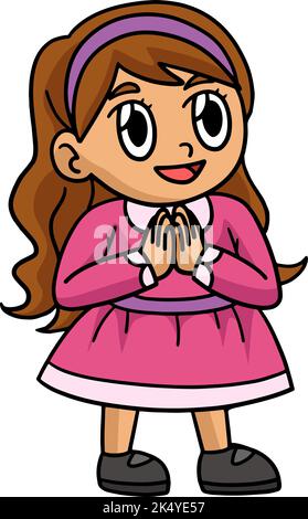 Hanukkah Girl Praying Cartoon coloré Clipart Illustration de Vecteur